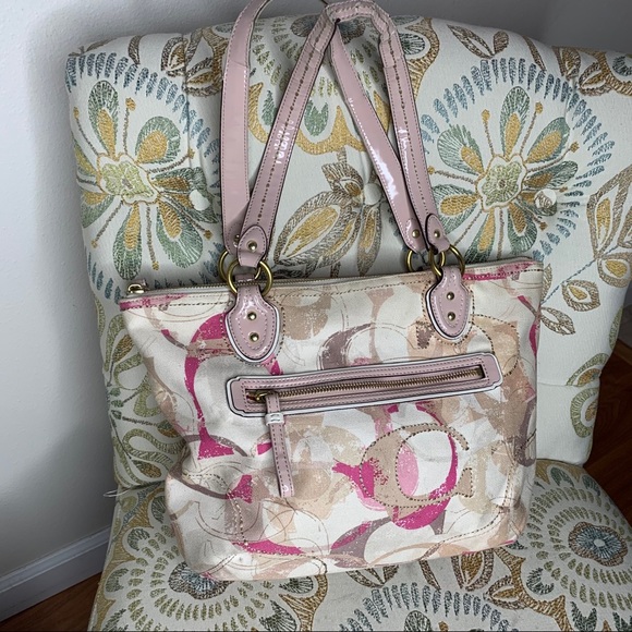Coach 23372 POPPY Signature Hallie Tote Bag Pink - Picture 3 of 8